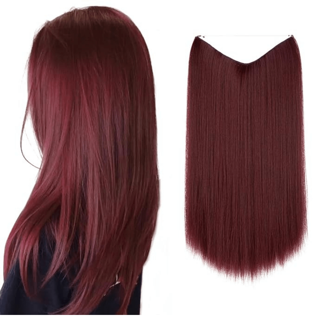 wine red halo hair extensions