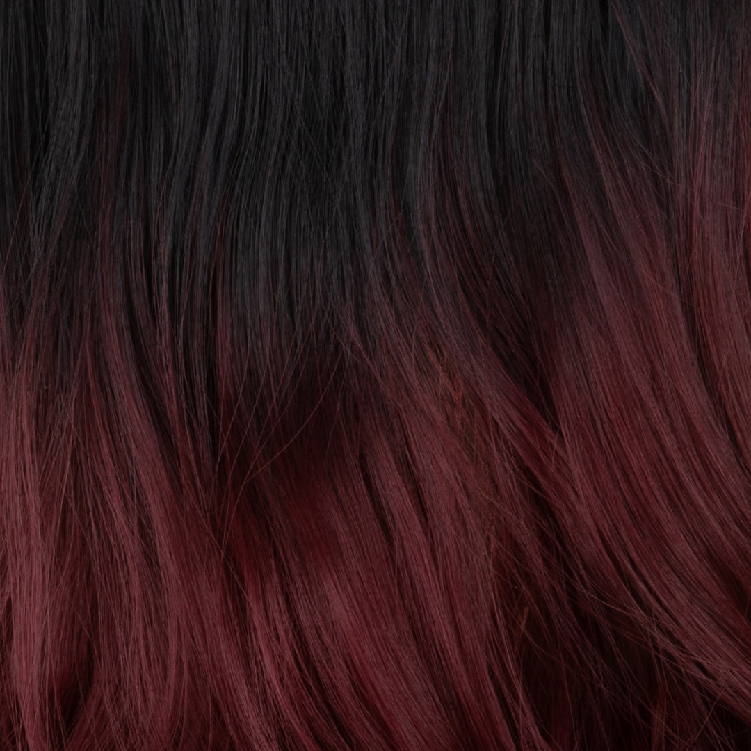 Black to Wine Red Ombre + 1 FREE HALO / 22 Inch