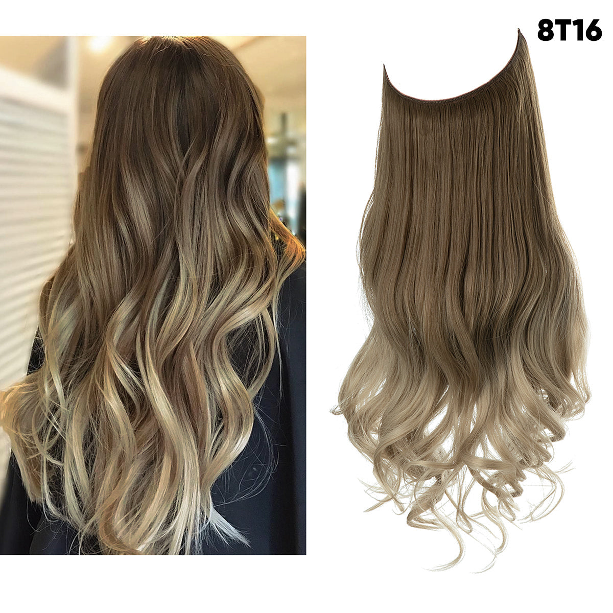 Brown to Ash Blonde + 1 FREE HALO / 14 Inch