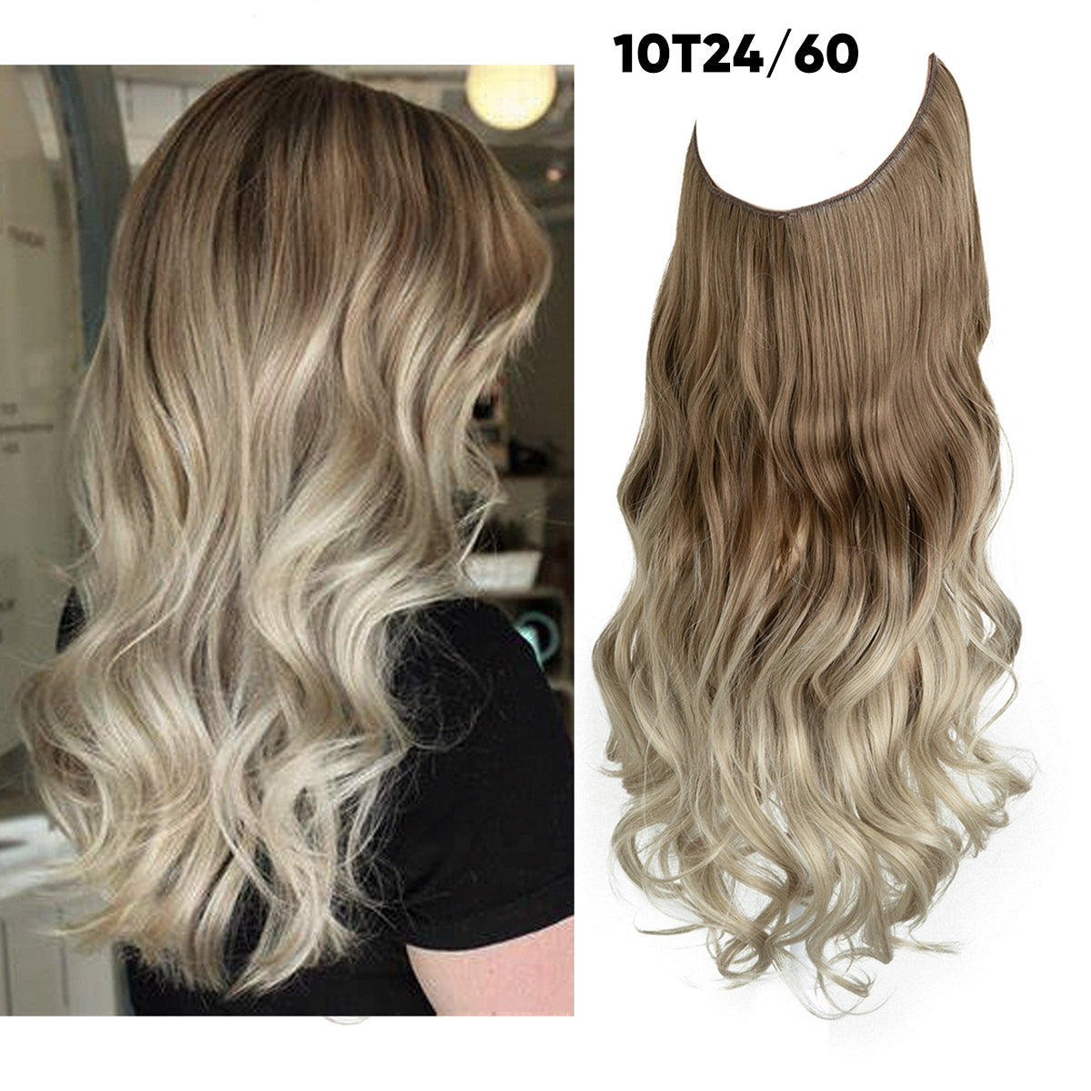 Brown to Cool Blonde + 1 FREE HALO / 14 Inch