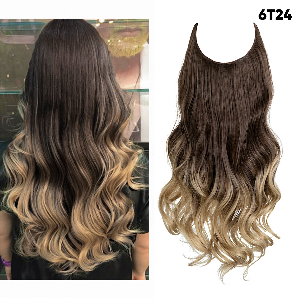 Dark Brown to Ash Blonde + 1 FREE HALO / 14 Inch