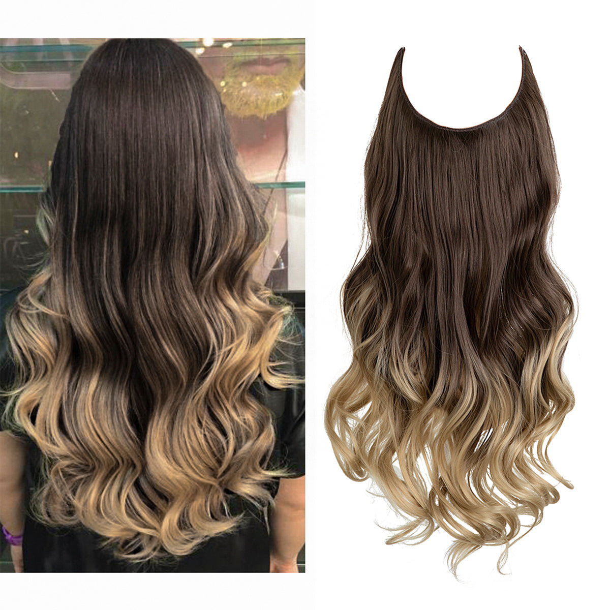 Dark Brown to Ash Blonde Wavy (22 Inch)