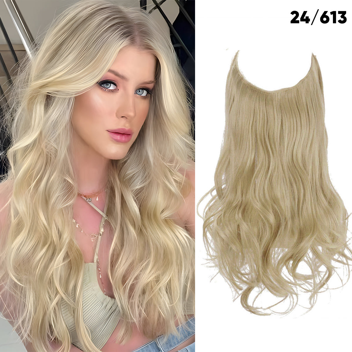 Pale Ash Blonde + 1 FREE HALO / 14 Inch